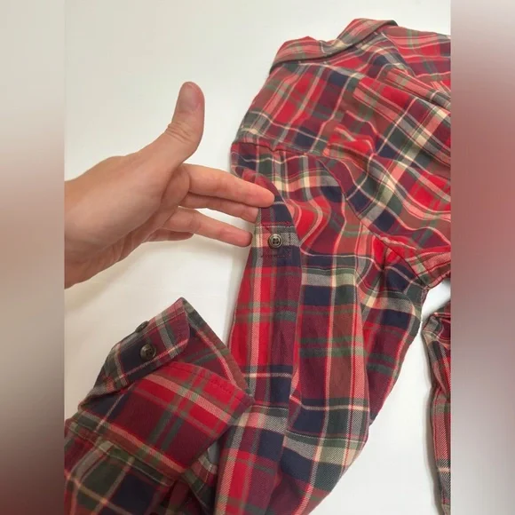 Lauren Ralph Lauren plaid flannel large L heritage button up red green LRL - Picture 12 of 13